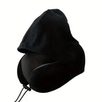 Experience Ultimate Comfort with Our Memory Foam Hooded U-Shaped Travel Pillow - Perfect for Airplane, Office, Car, and Home Naps!