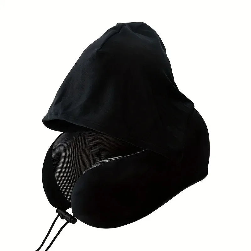Experience Ultimate Comfort with Our Memory Foam Hooded U-Shaped Travel Pillow - Perfect for Airplane, Office, Car, and Home Naps!