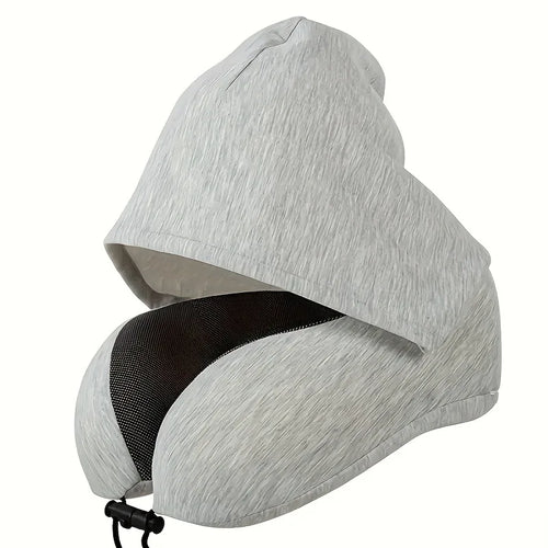 Experience Ultimate Comfort with Our Memory Foam Hooded U-Shaped Travel Pillow - Perfect for Airplane, Office, Car, and Home Naps!